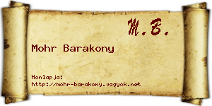 Mohr Barakony névjegykártya